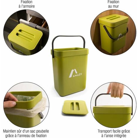 Poubelle Compost Cuisine - Composteur de Cuisine en Plastique pour Déchets  Organiques - Poubelle de Table avec Couvercle 