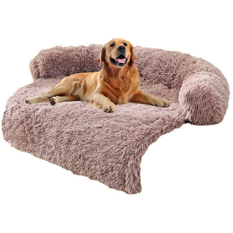 Housse de canapé en peluche moelleuse pour lit de chien calme Housse de  canapé pour chien