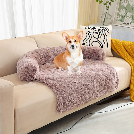 Housse de canapé en peluche moelleuse pour lit de chien calme, housse de  canapé pour chien