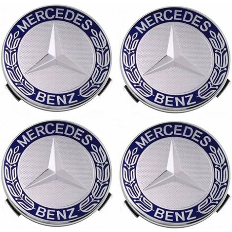 4 Logo Mercedes Bleu Enjoliveur Jante Cache Moyeu Centre De Roue