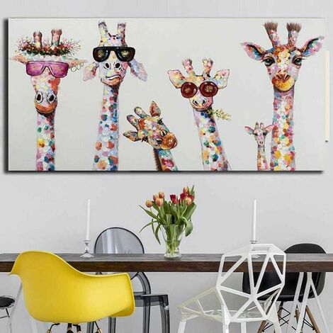 Tableau Girafe Multicolore - Toile deco
