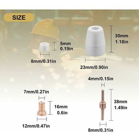 Lot 50 Consommables Découpe Plasma Pour Torche PCM-500i / PT-31XL - Électrodes, Buses, Anneaux, Cups - Compatible CUT40/CUT50