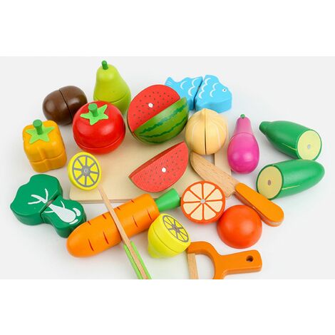 Jouets en bois Jeu de simulation alimentaire pour enfants Cuisine, jeu de  rôle Jouets éducatifs magnétiques sur les fruits et légumes Fruchtschnitt