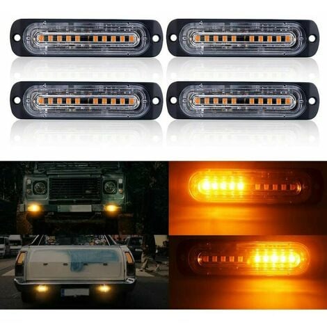 Nouveau 4d, 4pcs10 LED Flash, orange Emergency Light Bar Auto