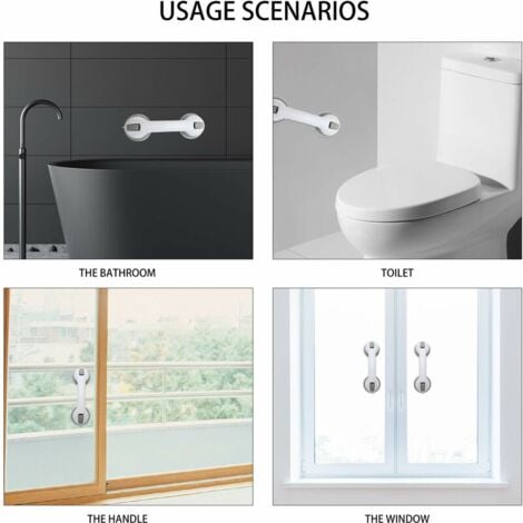 2x Poignées de Douche à Ventouse -enPlastique -Sans Pergage - Poignée deBaignoire Murale, Barres d'appui de Sallede Bain Antidérapante, Poignée de SécuritéPortable pour Enfants Personnes agées