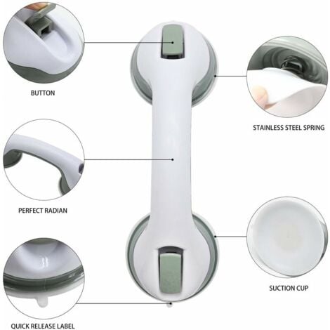 2x Poignées de Douche à Ventouse -enPlastique -Sans Pergage - Poignée deBaignoire Murale, Barres d'appui de Sallede Bain Antidérapante, Poignée de SécuritéPortable pour Enfants Personnes agées