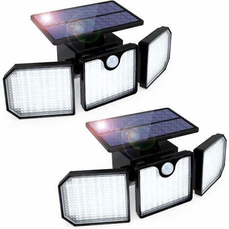 Lampe solaire extérieur iposible【version améliorée 2 pack】100 led 2200 mah  éclairage extérieur étanche 270° lumière solaire détecteur de mouvement
