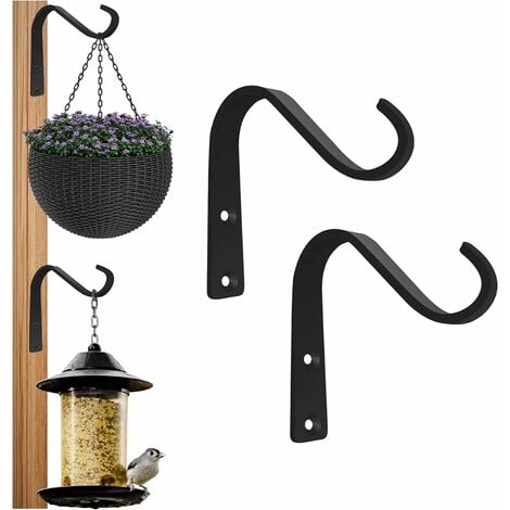 Black)Crochets de panier suspendu en métal, acier solide noir avec vis  support pour plantes d'extérieur crochet mural pour plantes - Cdiscount  Jardin