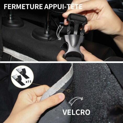 Protection Coffre Voiture Chien Universelle, 2 Grandes Poches, Imperméable & Antidérapant, 185 x 105 cm Couverture de Coffre pour Plupart Voitures, Gamelle Bonus et E-Book, Noir