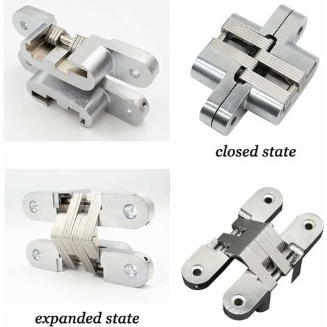 6 pièces Pliante Charnière cachée Croix charnières, Fermeture Charnière Invisible, Armoire Cintrées Charnières, Meubles Porte Coin Plié en Acier Installation Facile pour Porte Placard Meubles
