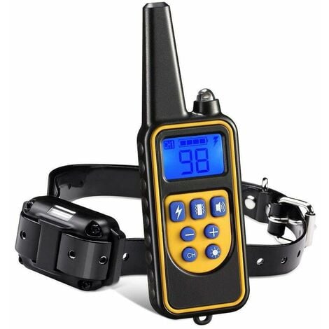Collier de Dressage pour Chiens Rechargeable et IP67 Étanche avec Distance de 800m avec 99 Niveaux de Mode Vibration, Choc Electrique, Sonore.