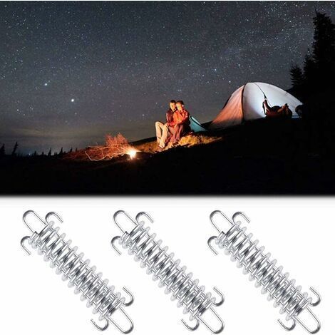 Lot De 6 Tendeurs à Ressort Pour Tente – Acier Inoxydable, Mousquetons Inclus, Résistance 90 Kg, Camping
