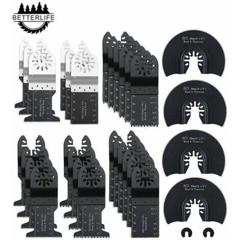 Outil Multifonction Saw Blades Accessoires Kit，Betterlife 32 Pcs Accessoires d'outils Oscillants Multifonctions Lame de scie universelle pour Fein Multimaster, Dremel, Bosch, Makita, Dewalt et plus en