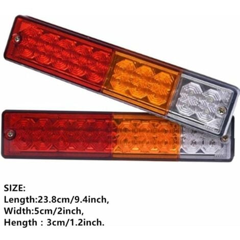 2PCS 12V Feux de Remorque LED,Universel LED Feux Arrière 20LED Feux de Recul Freinage Clignotant Eclairage Phare Arrière pour Remorque Camion Tracteur Caravane Bus Camping
