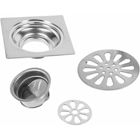 Siphon De Sol en Acier Inoxydable Épais Drain De Douche Carré Anti-Odeur pour Salle De Bain 100  100mm