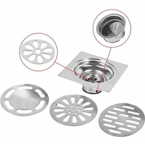 Siphon De Sol en Acier Inoxydable Épais Drain De Douche Carré Anti-Odeur pour Salle De Bain 100  100mm