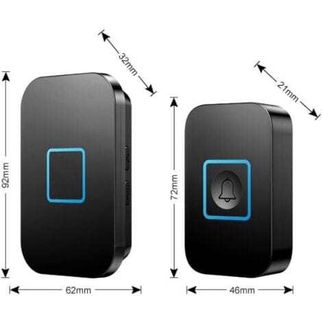 Sonnette sans fil, ensemble de sonnette sans fil, portée de 400 m IP55 sonnette de porte d'entrée extérieure étanche avec 3 récepteurs enfichables, 60 mélodies, 5 niveaux de volume, branchez simplemen