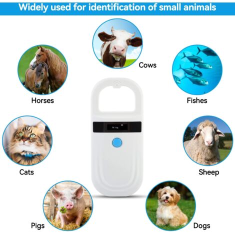 Lecteur D'identification d'animal De Compagnie, Affichage D'étiquette d'animal De Compagnie De Scanner D'identification De Puce d'animal Rechargeable Lecteur Portable RFID EMID pour Animaux
