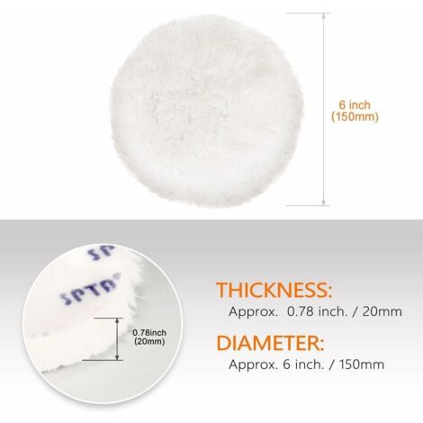 5 Pièces 150mm Bonnets de Polissage + Disque de Polissage Éponge de Polissage en Laine Polissage Tampon de Polissage Pads de Polissage avec M14 Drill Adapter pour Machine à polir
