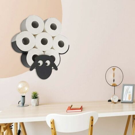 Porte-Rouleau de Papier Toilette Animal Porte-Papier Toilette Joli Animal Support Mural Chambre Porte-Rouleau de Toilette Cuisine Salle de Bain Accessoires mouton