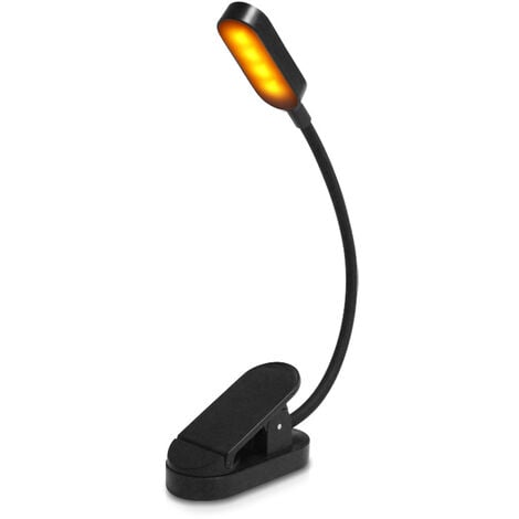 Lampe de lecture pince de livre, lampe de livre gritin avec 9 LED, 3 modes de température de couleur, lampe à pince à luminosité continue, lampe à pince rechargeable USB, flexible à 360 ° pour lire au