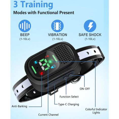 Collier de dressage électrique pour chien de 2 600 pieds, parlez à votre chien, comprend 3 modes de dressage, bip, vibration, choc, collier anti-aboiement pour chien étanche IPX7