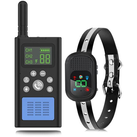 Collier anti-aboiement pour chiens de grande, moyenne et petite taille, collier anti-choc pour chien avec télécommande 1500M (paquet vide), collier anti-aboiement avec fonction bip et vibration