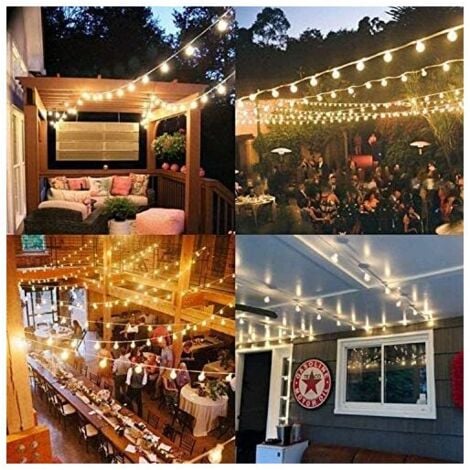 [JAMAIS UTILISÉ]Guirlande Lumineuse Exterieur, 7.62M Guirlande Guinguette Extérieur et Intérieur avec G40 25 Ampoules + 2 Rechange, IP65 Guirlande Raccordable pour Mariage, Jardin, Balcons, Fête, Terr