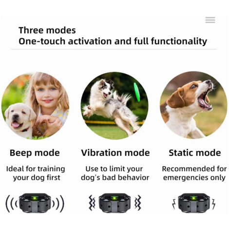 [JAMAIS UTILISÉ]Collier de dressage pour chien télécommandé avec 3 canaux de signal et 3 modes de sécurité, collier anti-choc pour chien rechargeable, adapté à toutes les races de tailles, étanche IP6