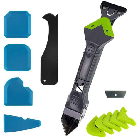 [JAMAIS UTILISÉ]Lisseur Joint Silicone, Nouvelle Mise à Niveau grattoir d'angle de Colle de Verre de calfeutrage, grattoir de coulis d'outil de Finition de Mastic de Silicone 11 Pièces Set