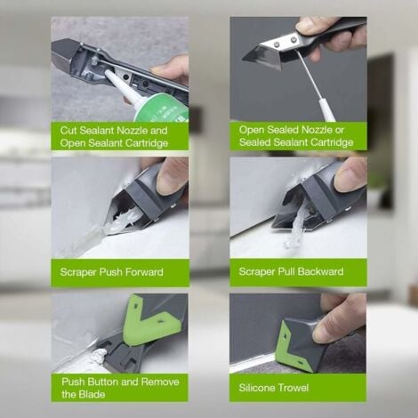 [JAMAIS UTILISÉ]Lisseur Joint Silicone, Nouvelle Mise à Niveau grattoir d'angle de Colle de Verre de calfeutrage, grattoir de coulis d'outil de Finition de Mastic de Silicone 11 Pièces Set