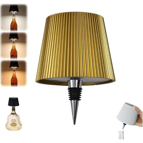 Lampe Bouteille Sans Fil,Lampe de Table Sans Fil Rechargeable 1200mAh, Lampe led Decoration Moderne, Lampe De Table Tactile Sans Fil Pour Bar Restaurant Accessoires et Décorations (Or)