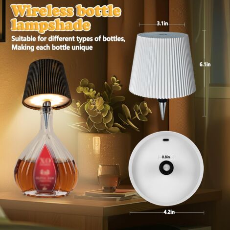 Lampe Bouteille Sans Fil,Lampe de Table Sans Fil Rechargeable 1200mAh, Lampe led Decoration Moderne, Lampe De Table Tactile Sans Fil Pour Bar Restaurant Accessoires et Décorations (Or)