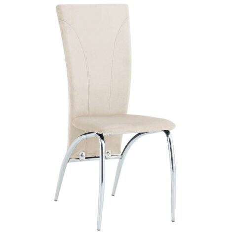 Homy France – Lot de 6 chaises DUNA en velours beige – Piètement acier chrome – Confort optimal pour salle à manger – Utilisation intérieure (1/5)