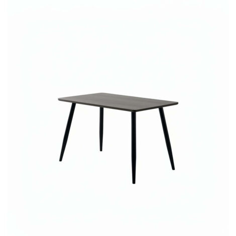 Table à Manger Industrielle Bois Effet Chêne Marron & Métal Noir – 120×70 cm – AMMO (1/4)