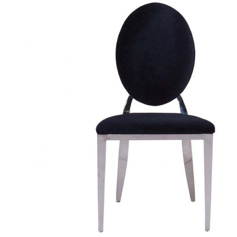 Homy France – Lot de 4 chaises médaille chrome velours noir – Structure acier inoxydable – Assise rembourrée – Dimensions 50x52x108 cm (1/5)