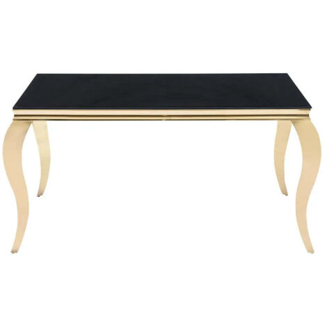 Table Repas BAROQUE 6 à 8 personnes Gold verre Marbre noir 180X90cm