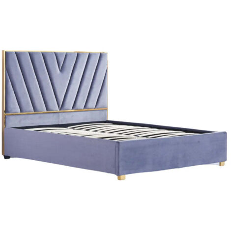 Lit adulte VERA 140x190 cm en velours gris avec sommier intégré (1/2)
