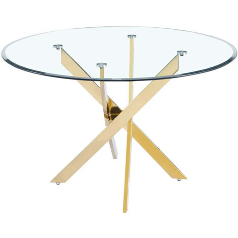 Table Repas ronde JESSICA Gold Transparent Diamètre 100cm