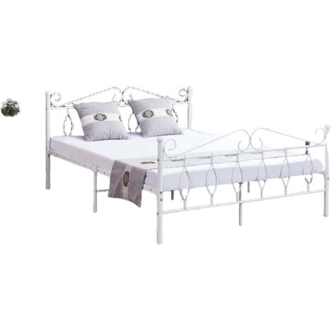 Lit 2 Places JULIE en Métal – 140x190 cm avec Sommier Inclus (1/4)