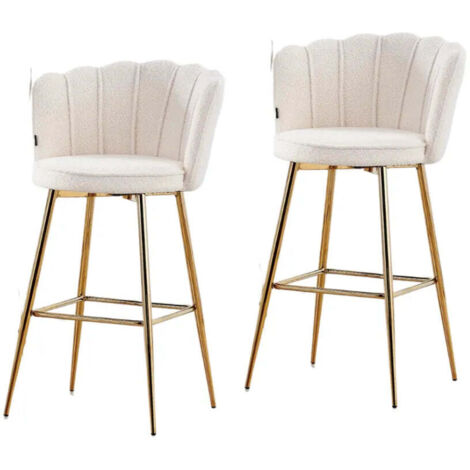 Lot de 2 tabourets de bar NYMPHEA gold velours beige