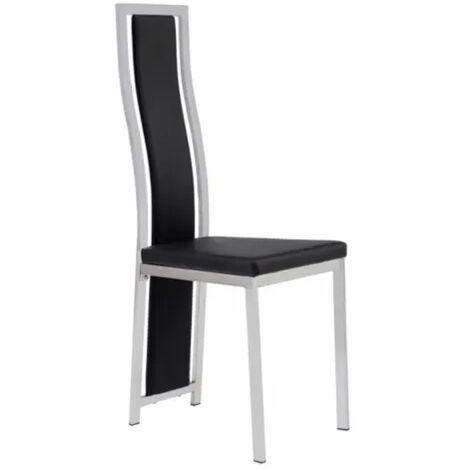 Lot de 6 chaises Dana simili Noir contour chromé