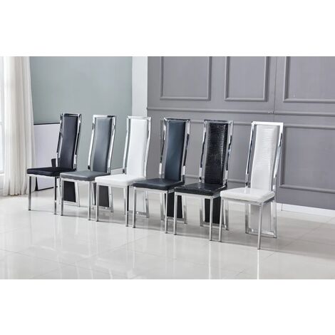 Lot de 6 chaises Dana simili Noir contour chromé