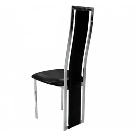 Lot de 6 chaises Dana simili Noir contour chromé
