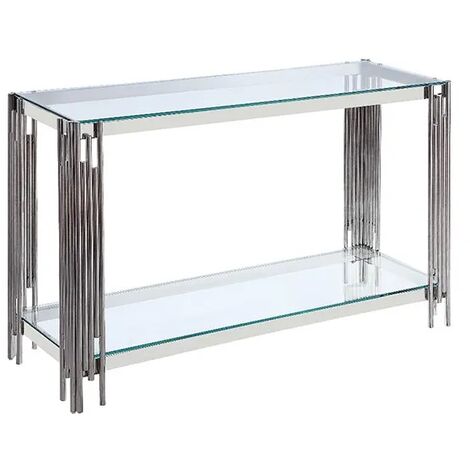 Console FLUTE Chrome verre Transparent 120x40x78 cm