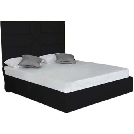 Lit 2 places GOLD MARK similicuir NOIR 140x190 cm avec sommier intégré (1/2)