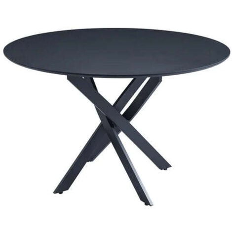Table repas ronde MARGOT pieds mÃ©tal et plateau bois MDF noir D100cm