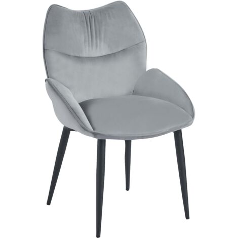 Lot de 2 chaises en velours Anthracite LOHA pied métal noir (1/5)