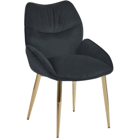 Lot de 2 chaises en velours Noir LOHA pied métal Gold (1/5)