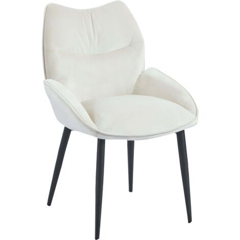 Lot de 2 chaises en velours Beige LOHA pied métal noir (1/5)